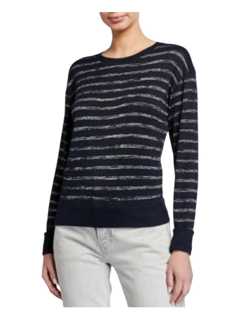 Rag & Bone Womens Navy Blue Avryl Striped Crewneck Sweater Size XS